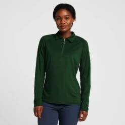 Womens Tiana Pique Long Sleeve Polo Shirt Mountain View Green